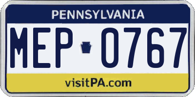 PA license plate MEP0767
