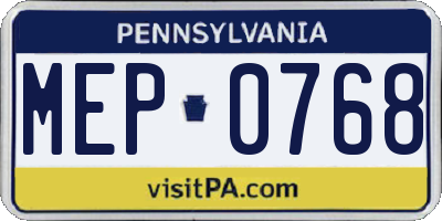 PA license plate MEP0768