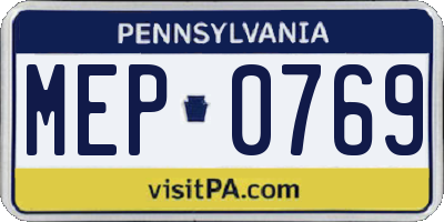 PA license plate MEP0769