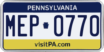 PA license plate MEP0770