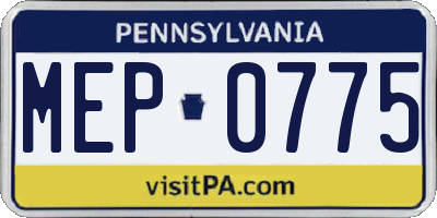 PA license plate MEP0775