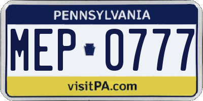 PA license plate MEP0777