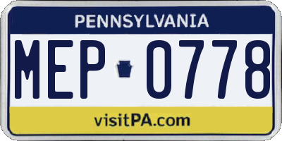PA license plate MEP0778