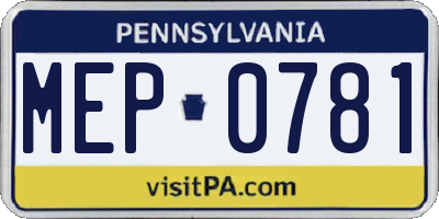PA license plate MEP0781