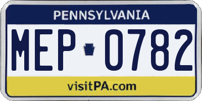 PA license plate MEP0782