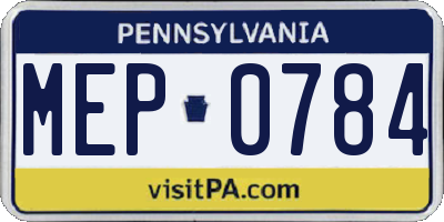 PA license plate MEP0784