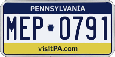 PA license plate MEP0791