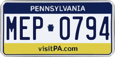 PA license plate MEP0794