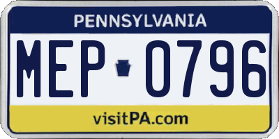 PA license plate MEP0796