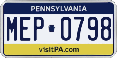 PA license plate MEP0798