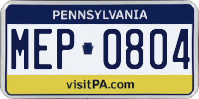 PA license plate MEP0804