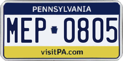 PA license plate MEP0805