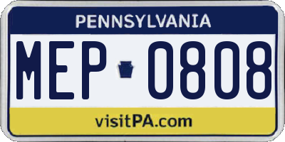 PA license plate MEP0808
