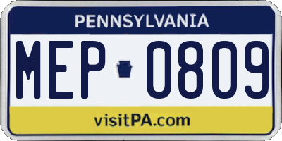 PA license plate MEP0809