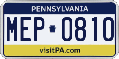 PA license plate MEP0810