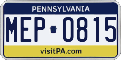 PA license plate MEP0815