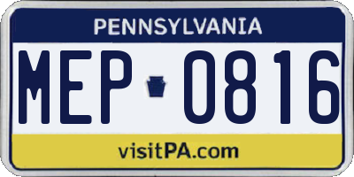 PA license plate MEP0816