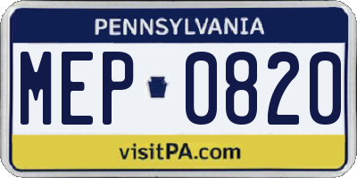 PA license plate MEP0820
