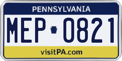 PA license plate MEP0821