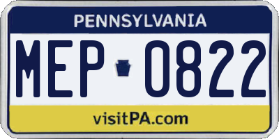 PA license plate MEP0822