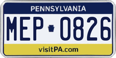 PA license plate MEP0826