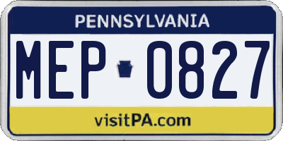 PA license plate MEP0827