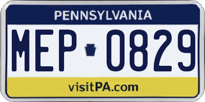 PA license plate MEP0829