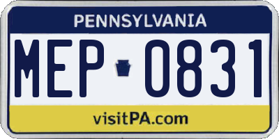 PA license plate MEP0831
