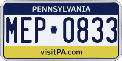PA license plate MEP0833