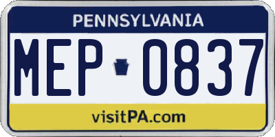 PA license plate MEP0837