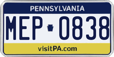 PA license plate MEP0838