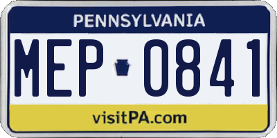 PA license plate MEP0841