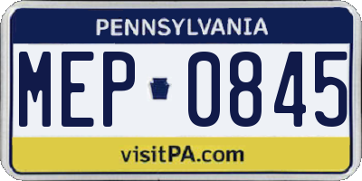 PA license plate MEP0845