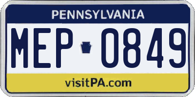 PA license plate MEP0849