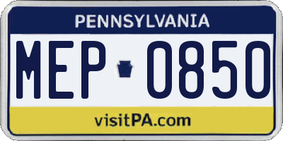 PA license plate MEP0850