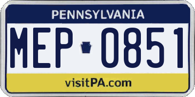PA license plate MEP0851
