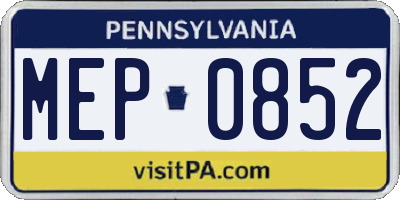 PA license plate MEP0852