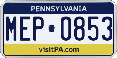 PA license plate MEP0853