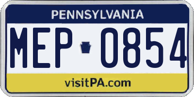 PA license plate MEP0854