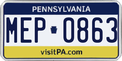 PA license plate MEP0863