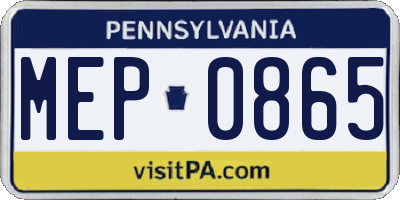 PA license plate MEP0865