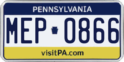 PA license plate MEP0866