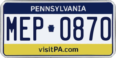 PA license plate MEP0870