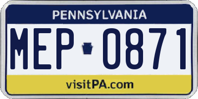 PA license plate MEP0871