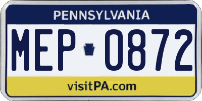 PA license plate MEP0872