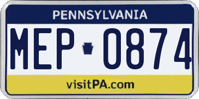 PA license plate MEP0874