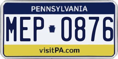 PA license plate MEP0876