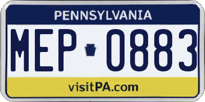 PA license plate MEP0883