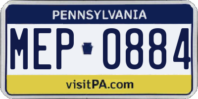 PA license plate MEP0884
