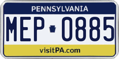 PA license plate MEP0885
